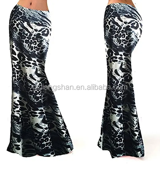 OEM Wholesale Multicolor Printed High Waisted Skirt Spring Beach Flared Maxi Skirts for Women