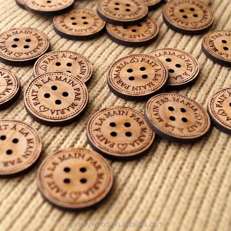 custom size 20mm 25mm Natural Color Handmade wood Buttons For Shirts