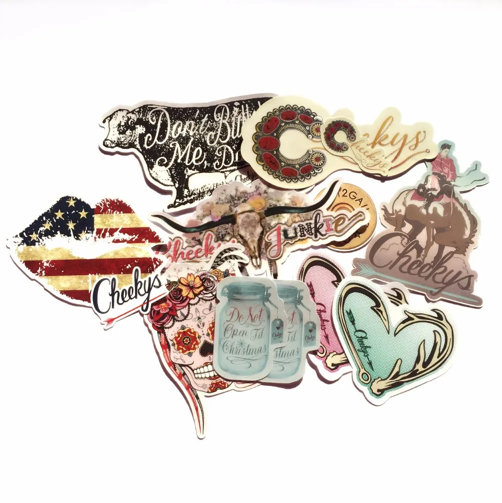 Custom Waterproof Sticker Vinyl Printing Unique Die Cut Skateboard Snowboard Bumper Sticker Packs