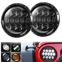 Guangzhou supplier 7 inch round led headlight for toyota for Jeep car led headlight turn signals warning day time running light