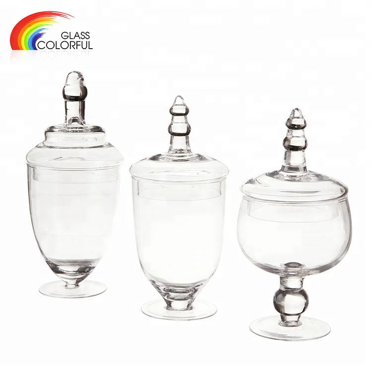 European style clear glass candy storage jar with glass lid glass food container kitchen storage