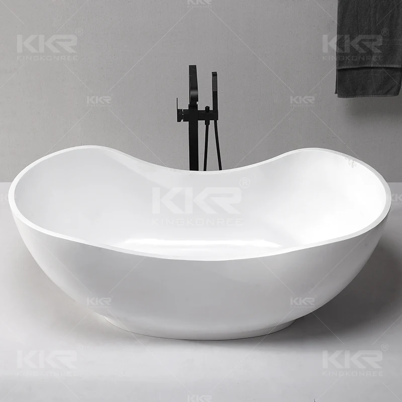 Freestanding resin solid surface pedestal stone bath tubs