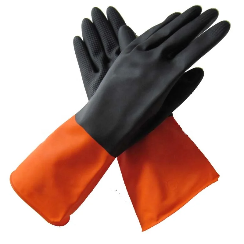 110g black and orange double color industrial latex gloves working rubber gloves