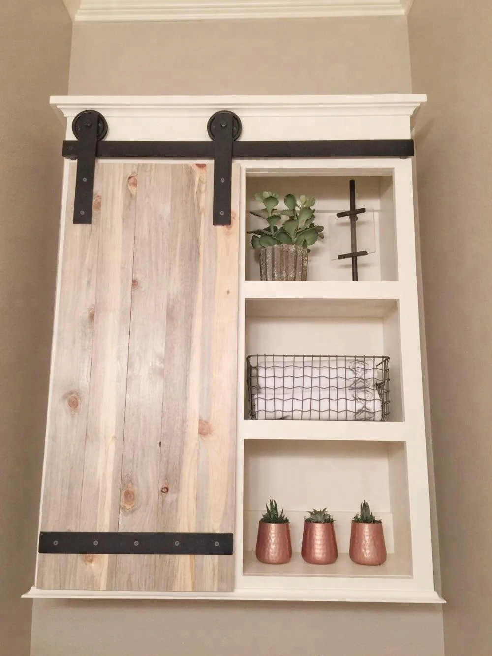 Black Factory Price Cupboard Cabinet Closet and TV Stand Single Small Mini Sliding Barn Door Chrome Track Hardware Kit Set