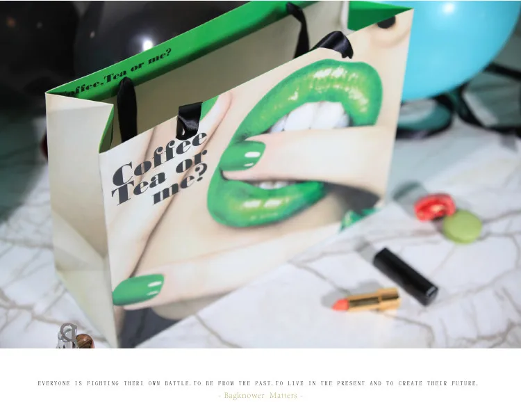 Custom made logo printed eco friendly paper bag shopping bags packaging with handles for hair,cosmetics,nail polish,make up