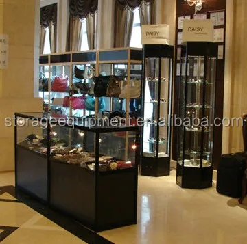 Movable glass furniture corner showcase