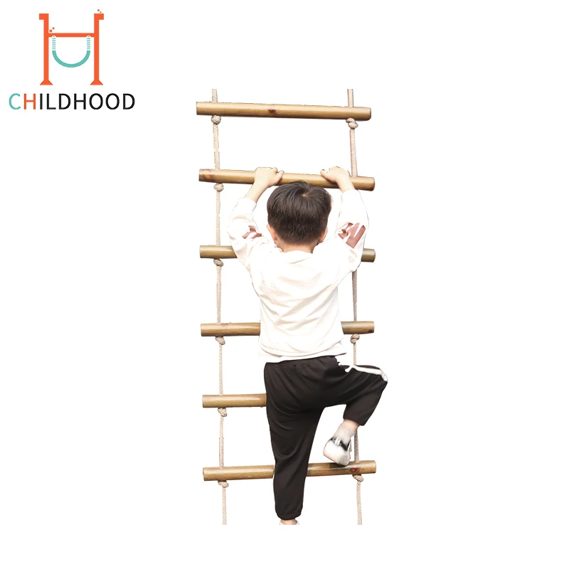 High Quality Kids Swing Set Accessories Wooden Climbing Rope Swing Ladder