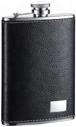 Роскошная кожаная колба Visol Eclipse S, подарочный набор, 6 унций, черного цвета