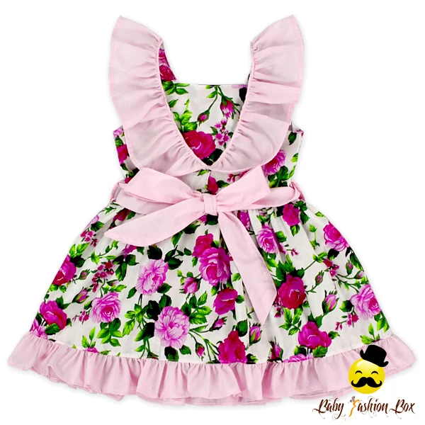 48BQA222 Yihong new kids frock designs floral summer baby girl dress 1 Year Baby Girl Dresses Baby Girl Cotton Dresses