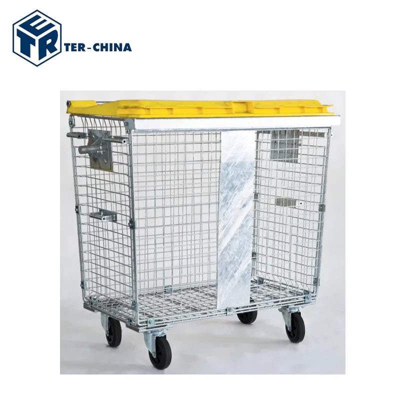 Galvanized steel garbage roll cage