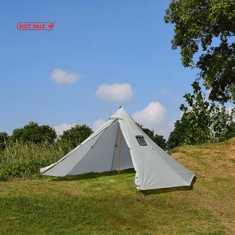
2-3 People Hiking Outdoor Windproof Ultralight Pyramid Cone Wood Stove Warm Tent 