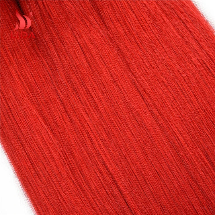 Red color Russian human Hair extensions Raw Original silk straight Natural Weft hair color
