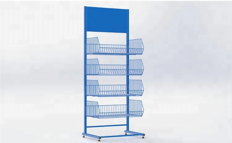 promotional movable supermarket and store grid wire mesh display stand shelf