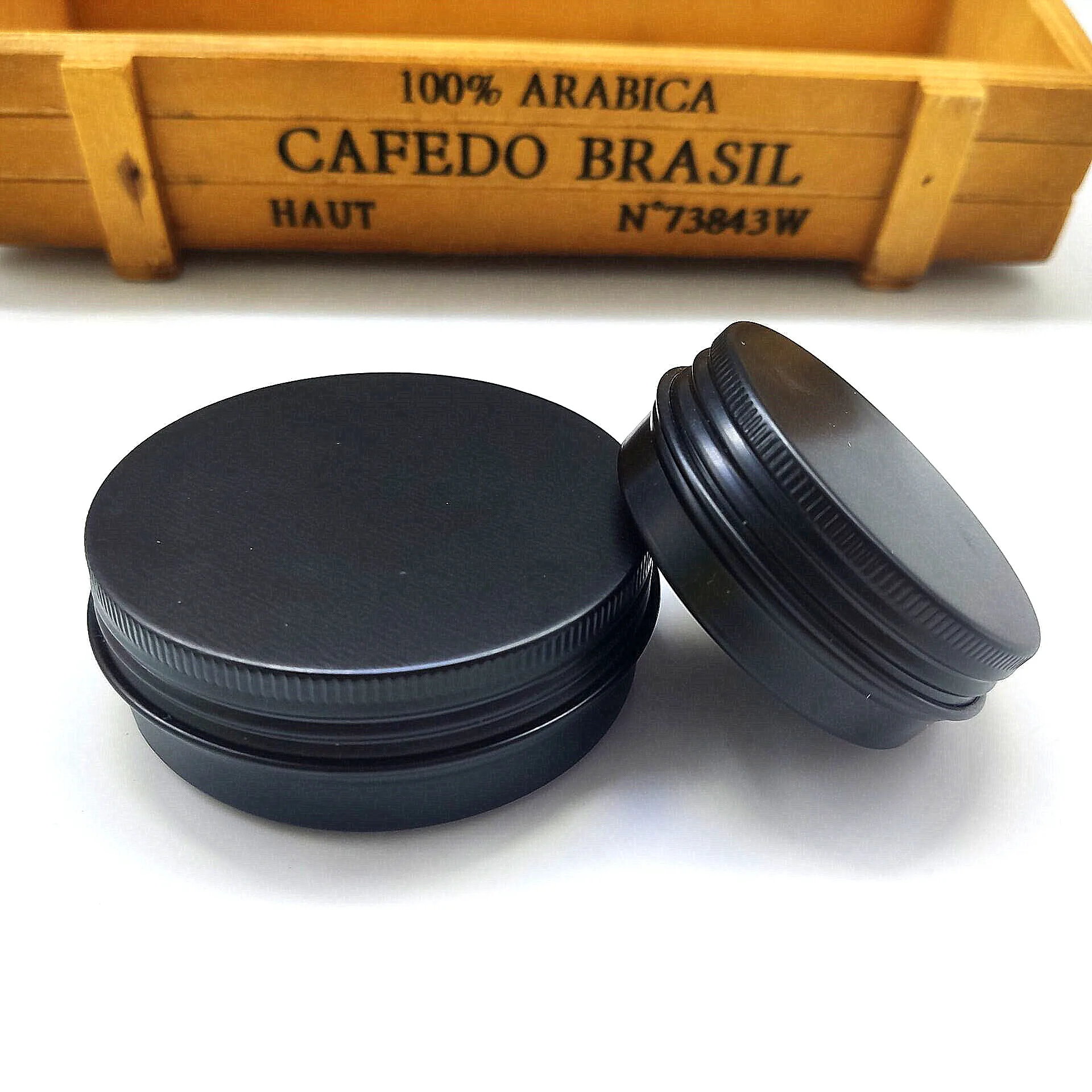 5ml 10ml 15ml 30ml 100ml primary color and black cosmetic aluminum jar with screw lid