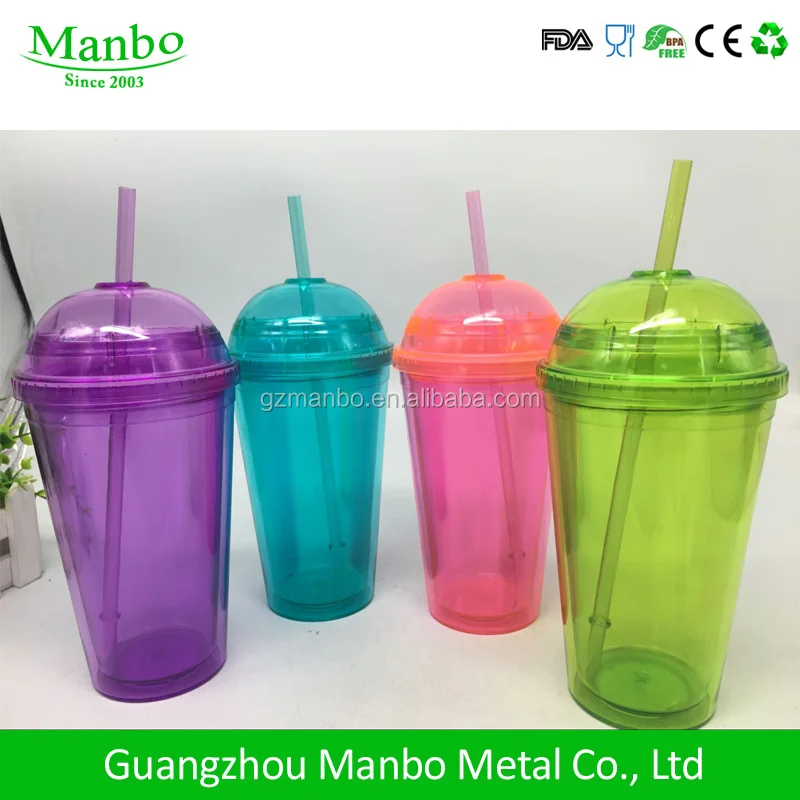 
Eco-friendly BPA Free Plastic Straw Cup Hard Plastic Cup With Lid And Straw 