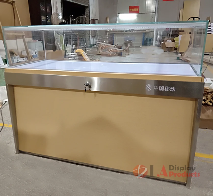 Factory custom made jewelry  glasses display showcase front open glass display showcase