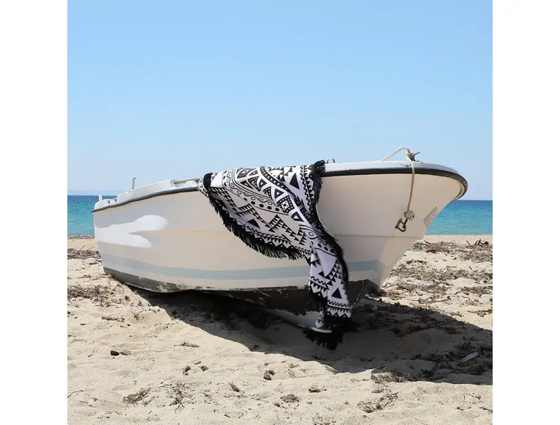 Manufacturers Wholesale Cotton Yarn Dyed Print Turkish Round Beach Towel