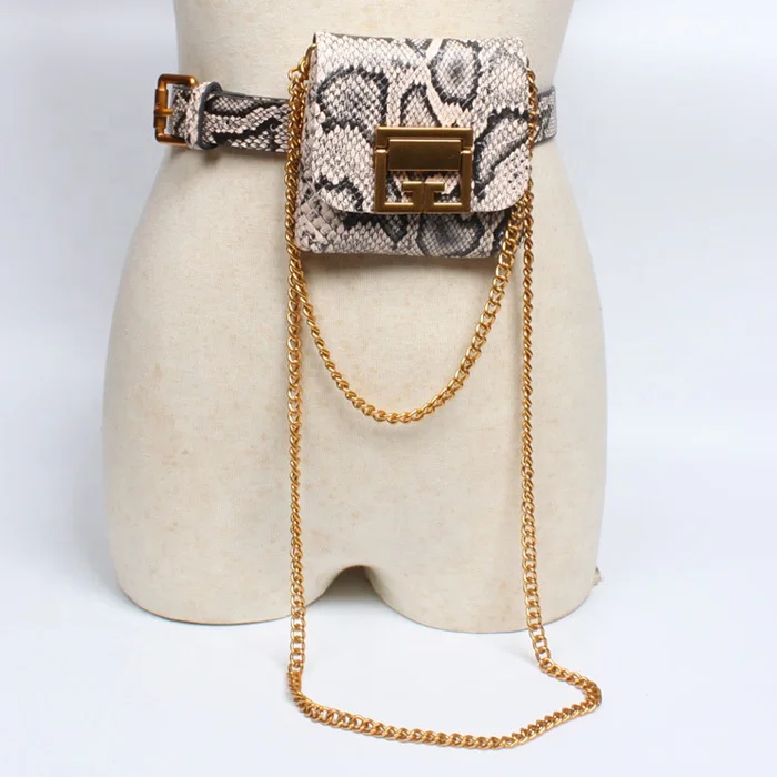  Новое поступление Маленькая женская сумка из змеиной кожи модные поясные сумки с животным принтом на цепочке ремни