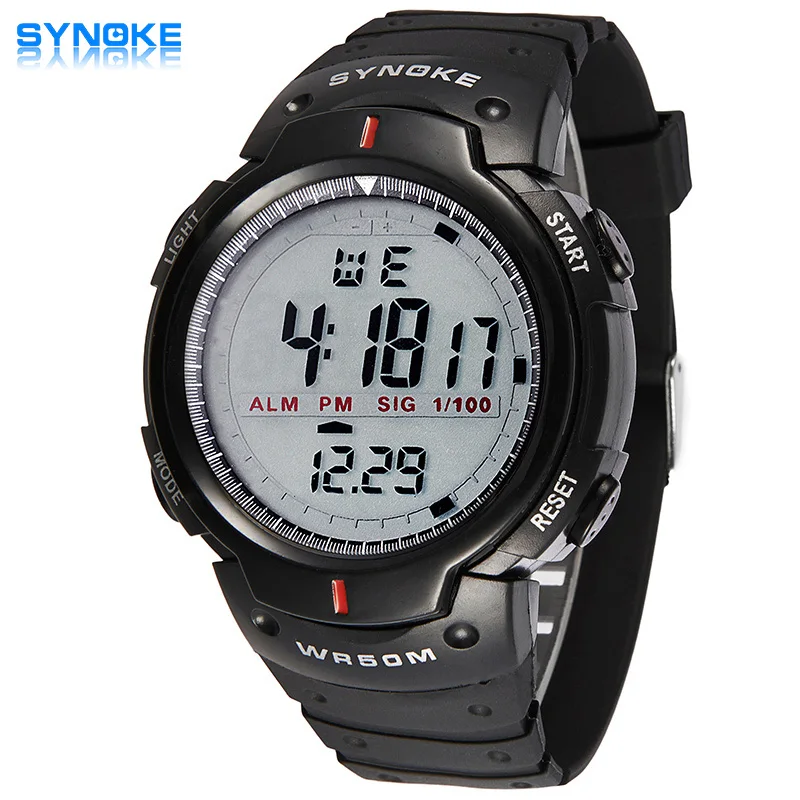 SYNOKE 61576 Fashion Brand Watch Men Silicone LED Sports Watch Life Waterproof Digital Watches Clock relogio masculino