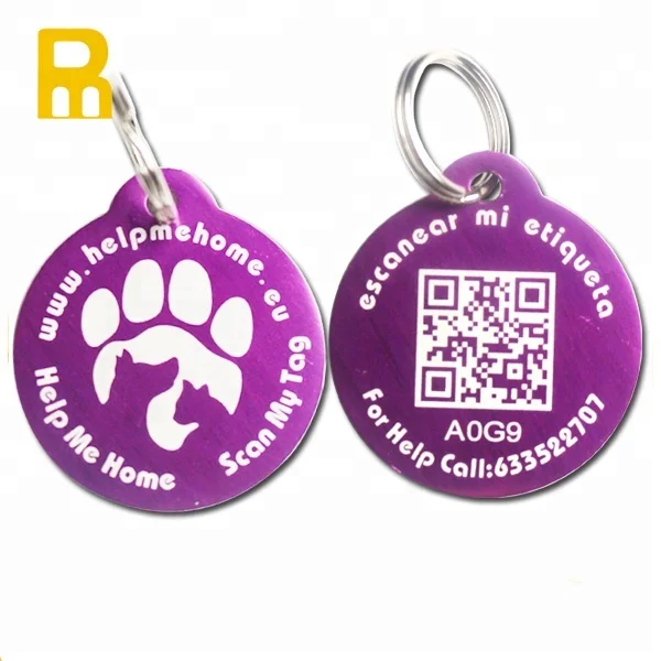 Factory Custom Laser Metal Dog Tag Engraving Aluminum Qr Code Pet Id Tags