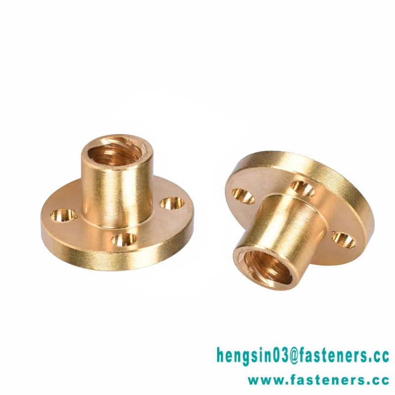 T8 Lead 8mm Pitch 2mm Brass Nut Copper Trapezoidal Screw Nut for T8 Screw