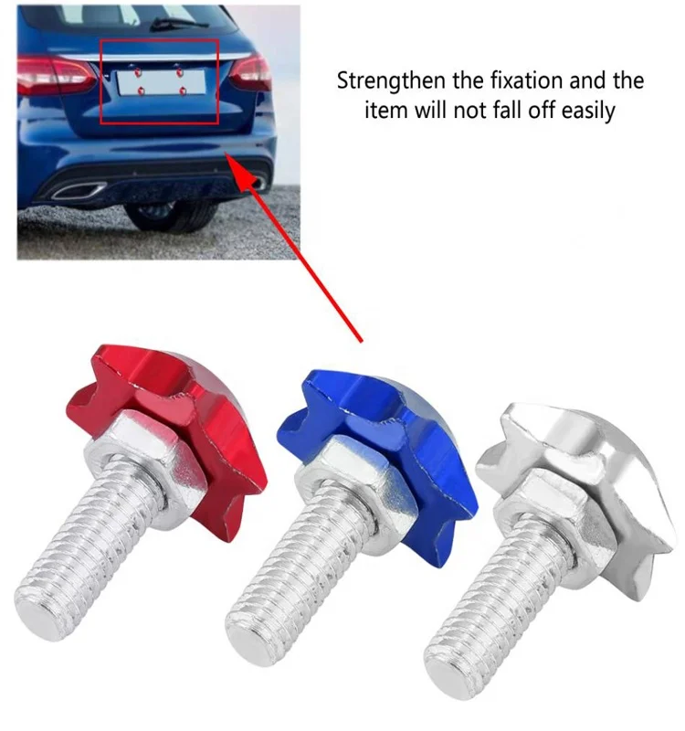 Car Universal 6mm Hexagonal Aluminum alloy Multicolor License Plate Bolts Screws with Gasket Shim