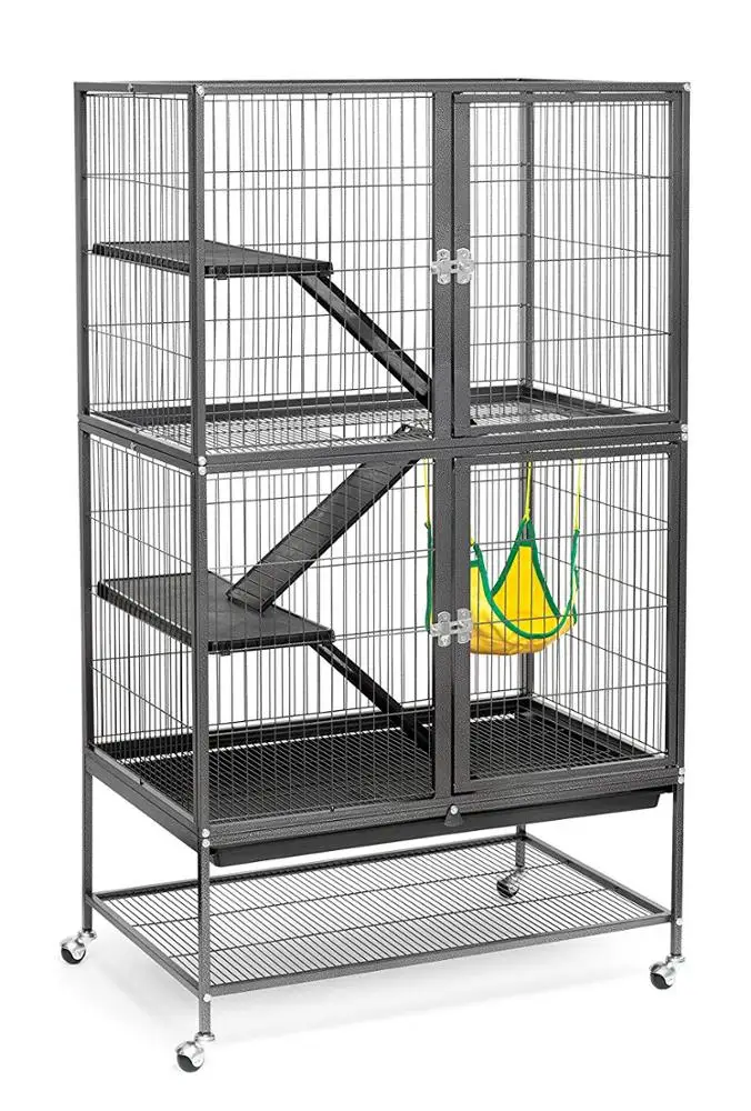 Wholesale Metal Cheap Black Feisty Ferret Cage Pet Cat Hamster Animals Cages for sale