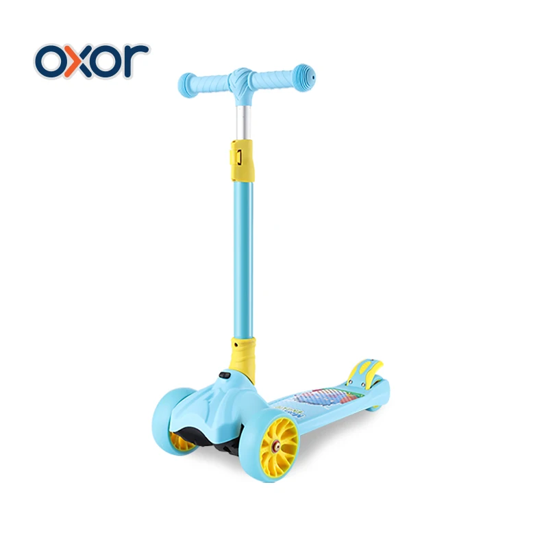 Child/Kids Foldable Kick Scooters Cartoon Paint Deck Lighting PU Wheels