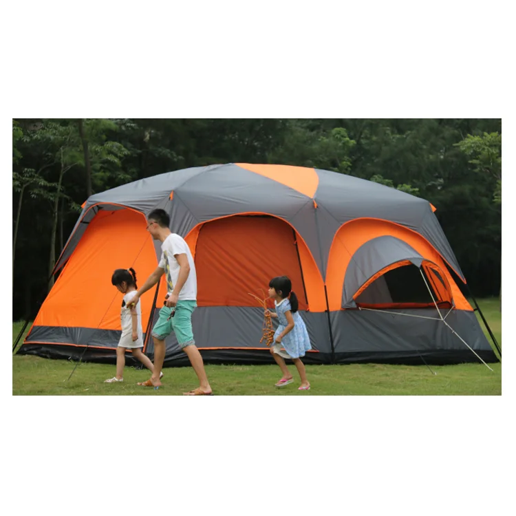 OEM 5 -8 people Iron pole big outdoor double layer 215cm height party family camping tent