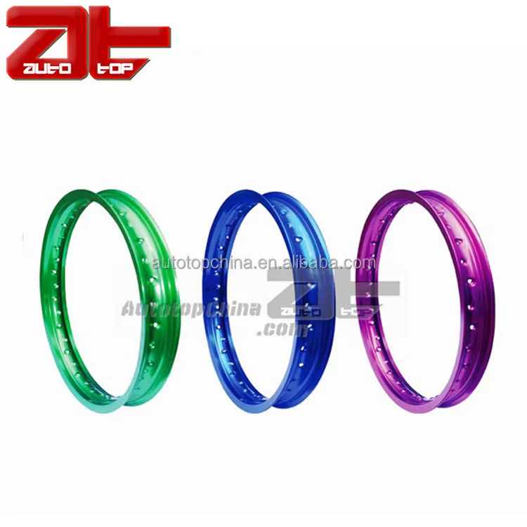 
Motocross Offroad Front Wheel Rim, Anodized Polished Green Hubless Motorcycle Wheels 