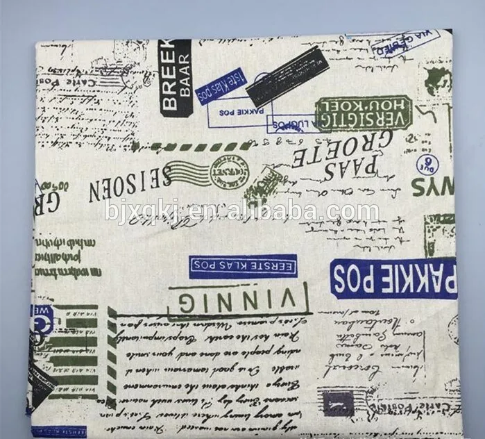 Factory custom digital English letter printed linen fabrics manufacturer in surat