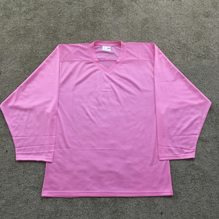 Pink polyester fabric custom blank practice ice hockey jersey