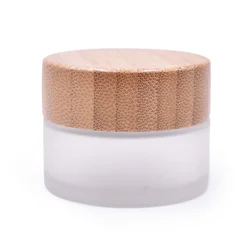 Прямая продажа с завода, запасы, герметичная косметическая упаковка, пустая переработанная, 1 унция, 30 г, матовое стекло, Бамбуковая банка для крема