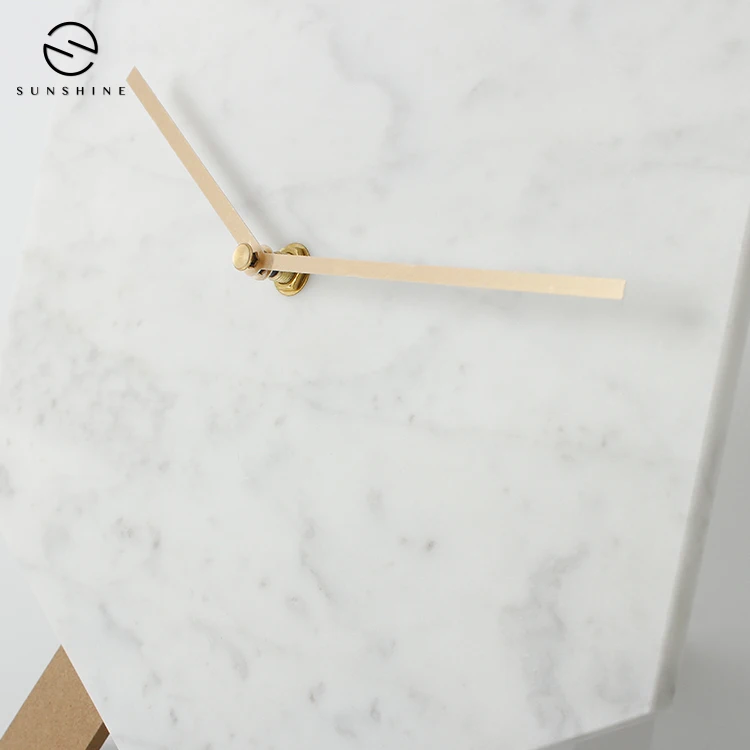 Luxury House Decorative  Hexagon Stone Marble Wall Clock