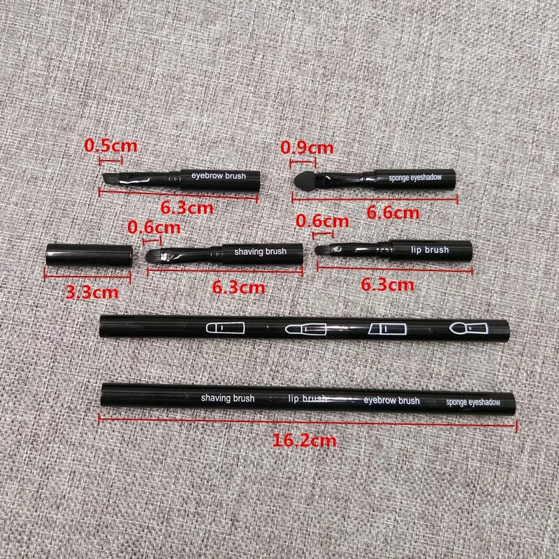 Portable Retractable Extension-type Cosmetic Brush Kit Pink 4 in 1 Makeup Brushes