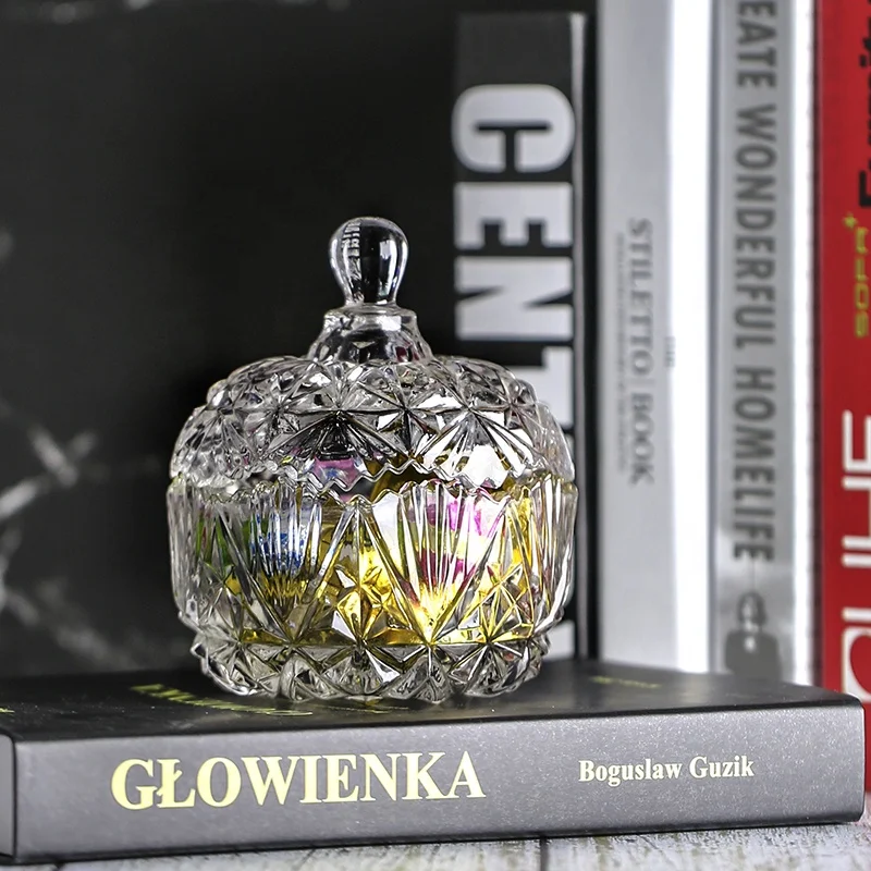 Machine pressing cheap transparent glass candy jars and lids