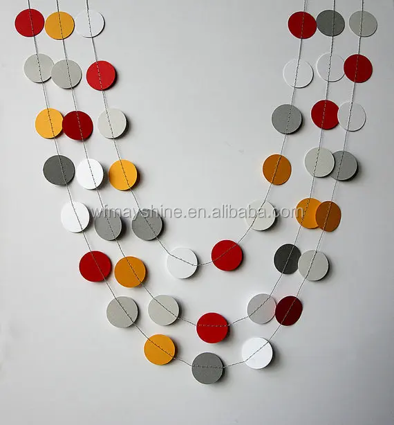 Mixed Colors Circle Dot Paper Garland for Wedding Party Decorations