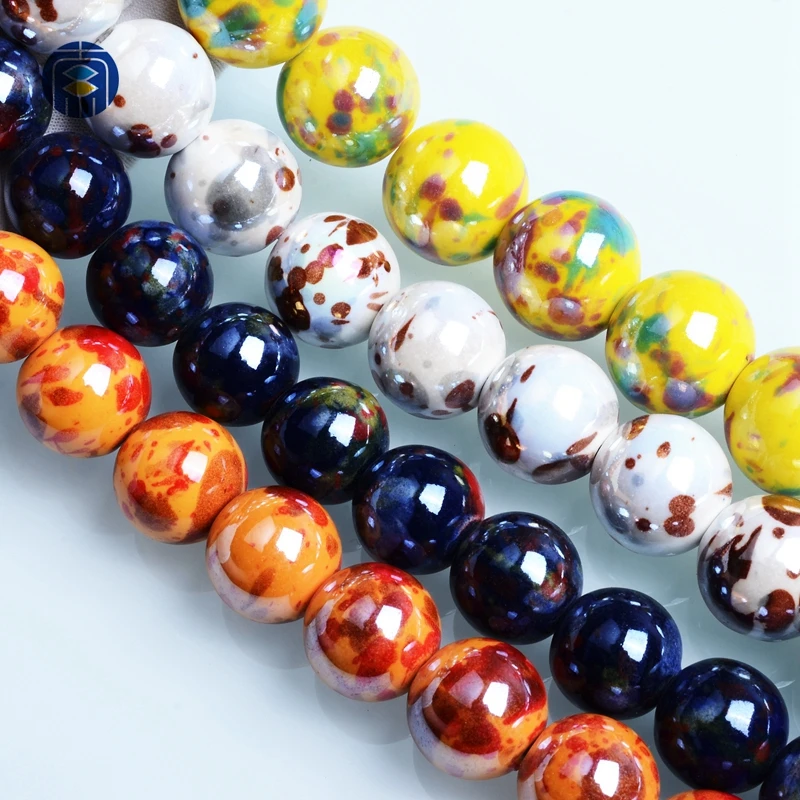 
Customized Colorful Bigger Beads Wholesale Porcelain Round Beads 