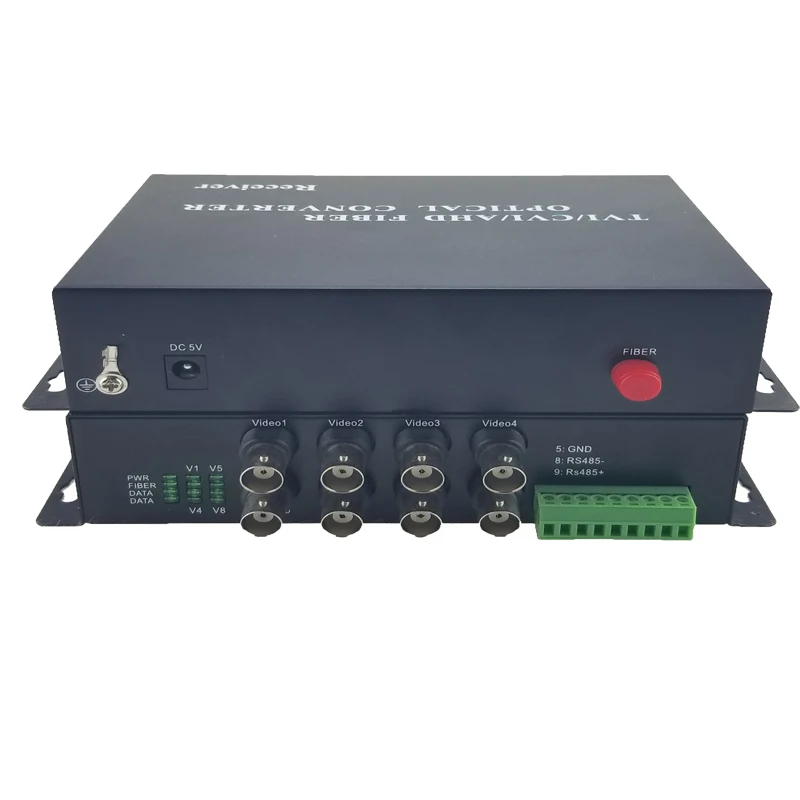 8chs Non-compression RS485  1310nm/1550nm TVI/CVI/AHD/CVBS Video to Fiber Converter  CCTV  optic fiber converter
