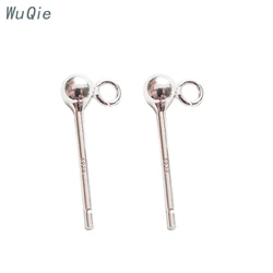 Wuqie Wholesale Finding Earrings 925 Sterling Silver for Jewelry Making Earring Accessories Ball Stud Pin with Jump Ring
