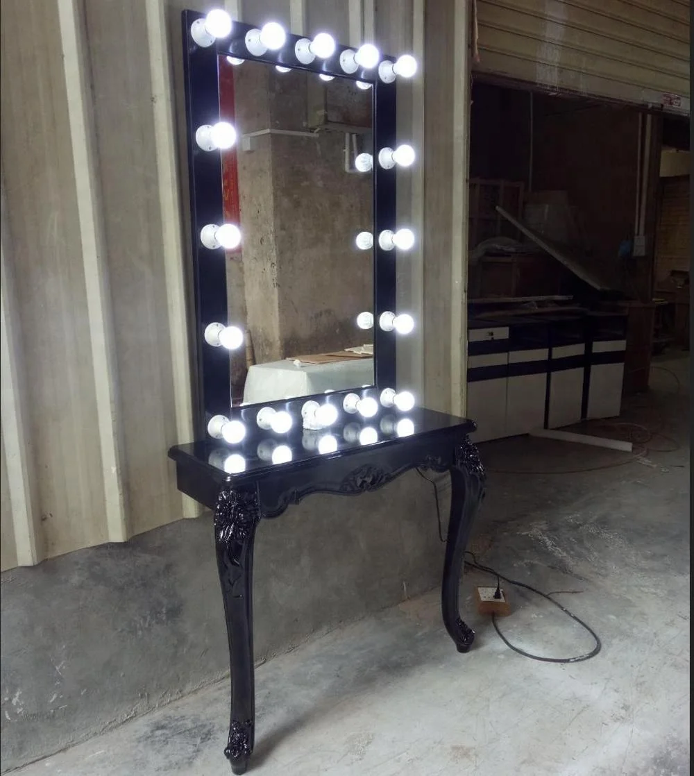 3 Years Warranty 2018 PopularStyle All Black Lights Make Up Table