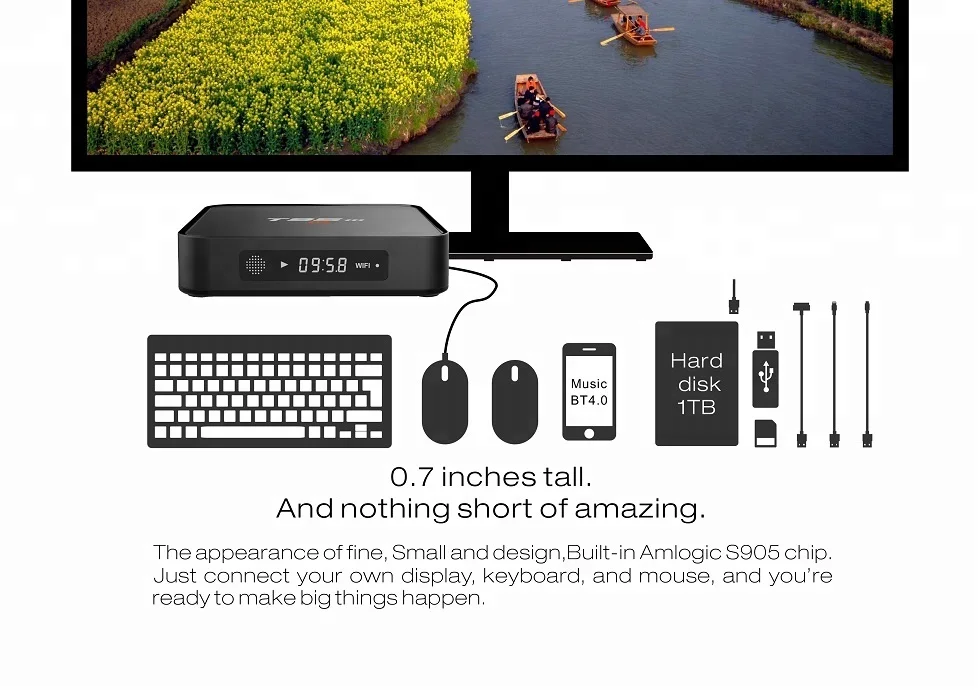 4 ядра smart box S905 Android 7,1 ТВ коробка T95m S905X ГБ 8 умные телевизоры коробка T95