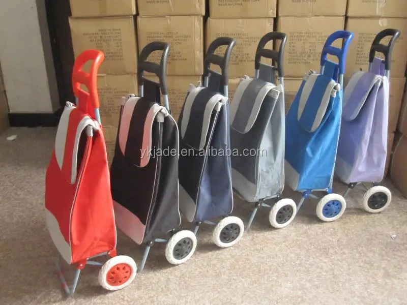 Fashion designers Model foldable shopping trolley canvas shopping cart supermarket foldable colorful handle carry carts