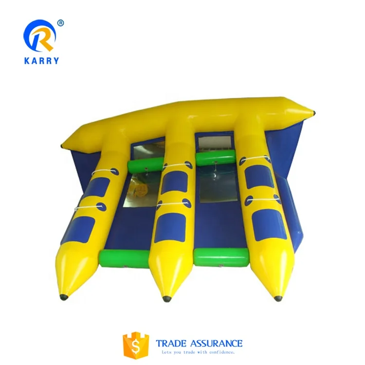 PVC Tarpaulin Inflatable Flying Fish Tube Towable Inflatable Water Games Boat for Sea Sports
