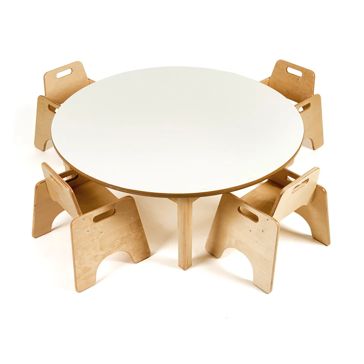 Customized Montessori Wooden Kindergarten Furniture Modern Kids Table and Chair Set with EN71 Activity Playset Furniture