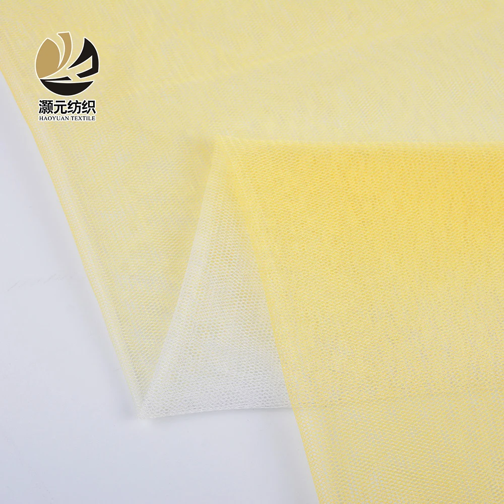 High quality Yellow gradient color polyester mosquito netting mesh fabric for children garments