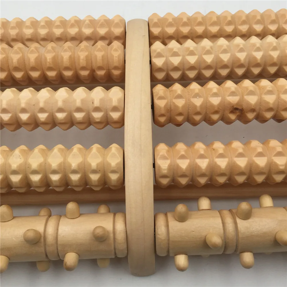 5Row Wood Foot Massager for feet Wooden Roller