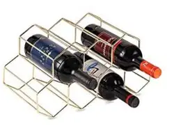 550-10C Home Decor  Honeycomb Shape Metal Gold 7 Bottles Wine Rack Holder Stackable Free Standing