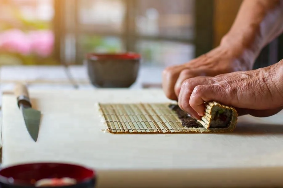 Japanese green white Sushi making Bamboo Mat roll 24cm