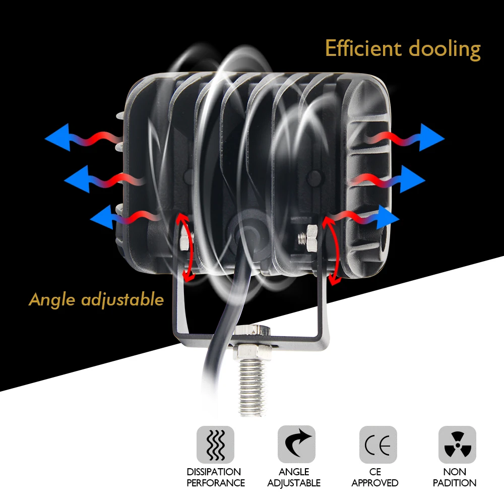 New Wide Range 3Inch Auto Side Working Light 45W 24V Square Duallys 12V FYellow Amber White lashing Strobe Led Work Light